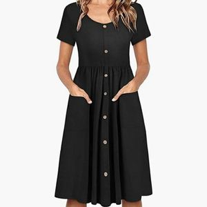 Witchy Short Sleeve Skater Dress with Pockets